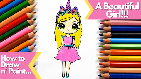 How to draw and paint A Beautiful Girl Kawaii