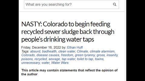 COLORADO PLANS TO HAVE IT'S TAP WATER BE TREATED RAW SEWAGE = TOILET TO TAP WATER