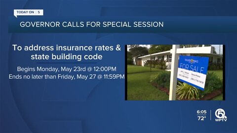 Dates set for Florida special session on property insurance