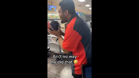 Guy throws bowling ball to tv