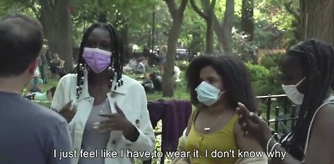 3YRS AGO NYC JUNE 2021 ASKING VACCINATED PEOPLE STILL WEARING A MASK OUTSIDE 92 DEGREES COVID-19