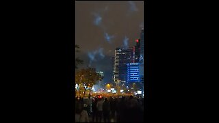 Protesters shoot fireworks at the Israeli Consulate in Istanbul, Turkey.