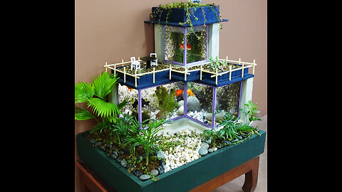 Diy aquarium decoration ideas / How to make a 2-storey garden villa aquarium