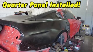 We installed the quarter panel on the Mustang but failed to weld it..