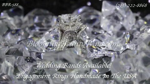 BBR 588 Unique Handmade Diamond Engagement Flower Style Lotus Ring