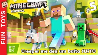 MINECRAFT SURVIVAL - RTX ON #5 - Minha casa e minha mina foram atacadas novamente por CREEPERS!!!