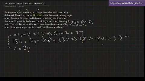 Systems of Linear Equations Word Problems: Problem 1