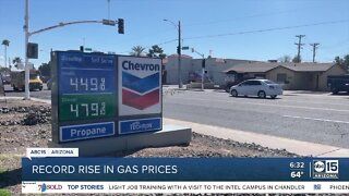 National average price for a gallon of gas exceeds $4.10, breaking all-time record