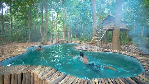 I SPENT 100 HOURS TO BUILD MY OWN TREE HOUSE SWIMMING POOL