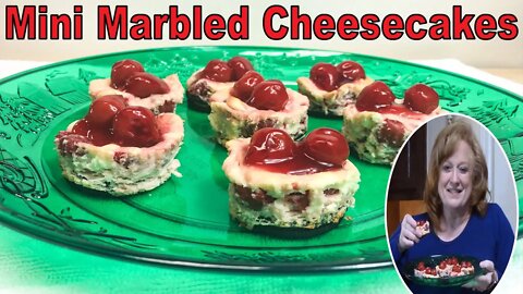MINI CHERRY MARBLED CHEESECAKES | 6 Ingredient Holiday Treat
