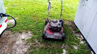 E33 Mowers And Electrical Cords Do Not Mix - Travel Trailer Conversion – Just Keep On Moving