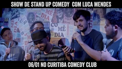 Nesta quinta (06/01) tem Luca Mendes aqui no Curitiba Comedy Club!!!