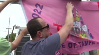 Organizers prepare floats for Tampa Pride Diversity Parade
