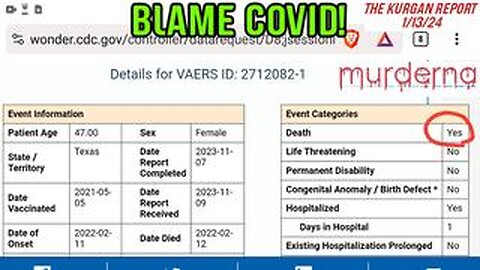 VAERS: HER PCR WAS POSITIVE! COVID KILLED HER! CASE CLOSED!