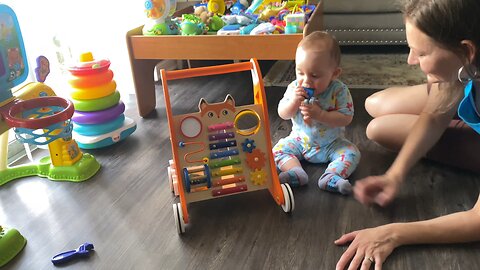 KiddoAtPlay - baby boy playing with his walker, but can only scoot 😂🤣