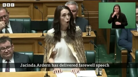 (Horse-face) JABcinda Ardern makes final speech in New Zealand parliament