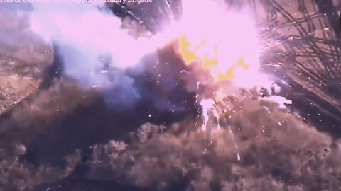 Ukrainian forces blow up Russian rocket launcher in huge explosion in Luhansk Oblast