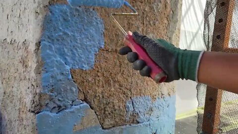 Postal Office Needle Scaling Stucco and Repair