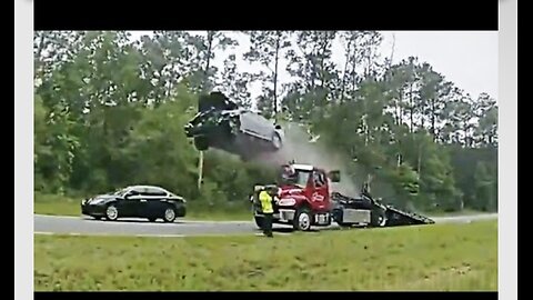 Car Launches Off Tow Truck Ramp in Lowndes County, Georgia