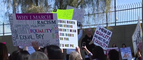 Women in Las Vegas march for women's rights