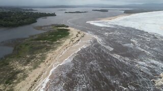 Mallacoota Mouth 9 March 2022 after big rain event, RAW 4k drone video