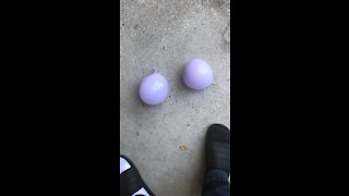 2 Water balloons VS ground