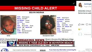 Missing child alert issued for 5-year-old Boynton Beach boy