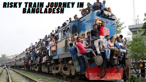 Risky train journey in Bangladesh.