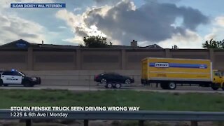 Raw: Stolen moving truck seen wrong way on highway