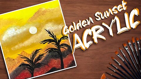 Golden Sunset Acrylic Painting Tutorial for beginners