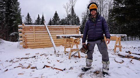 3 Days Winter Camping and Helping Build a Log Cabin