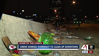 Crews work overnight to clean up downtown
