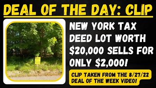 Tax Deed Land sells for 10% Market Value: $2000 paid valued at over $20,000!