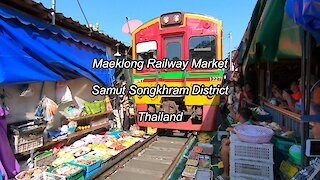 Maeklong Railway Market at Samut Songkhram In Thailand