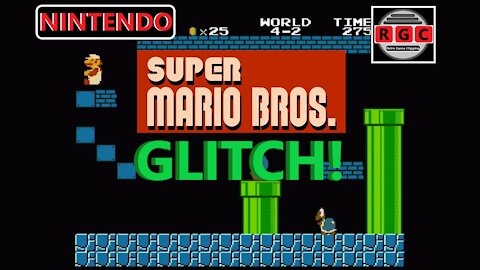 Super Mario Bros - Climb Invisible Vine Glitch - Retro Game Clipping