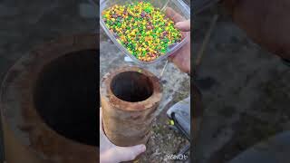 FIRING A 2LB Candy Cane Out of a black powder cannon through a washing machine