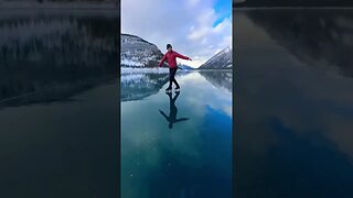 Skating over a frozen lake