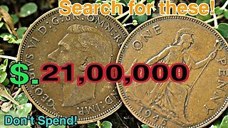 Ultra UK one penny coins from 1944 to 1945 Rare one penny coins worth a lot of! Coins worth money!