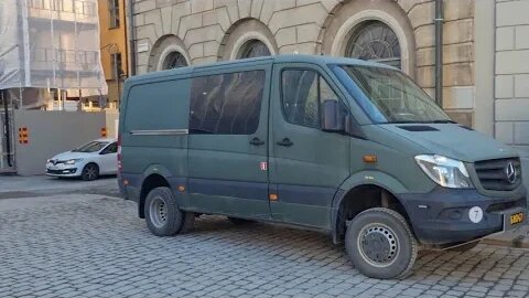 [8k] Mercedes Sprinter offroad edition Swedish Army version. Mask free society.