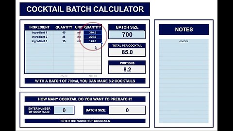 🍸COCKTAIL BATCH CALCULATOR📝