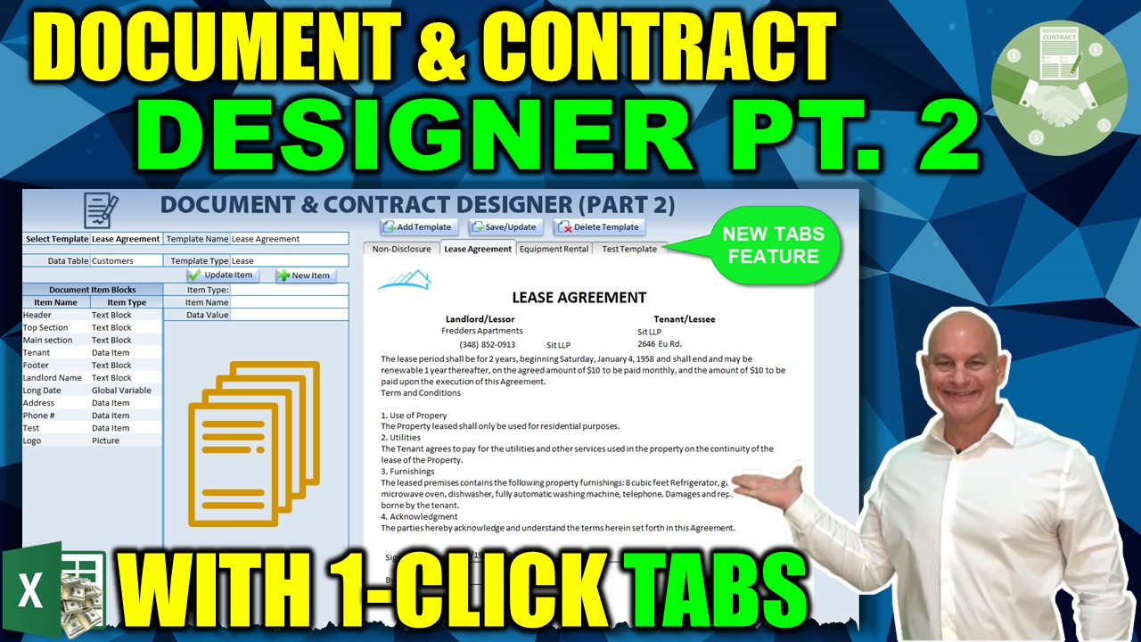 How To Create Horizontal Tabs AND Unlimited Fillable Documents In Excel ...