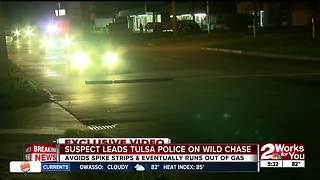 Pursuit suspect avoids spike strip, runs out of gas