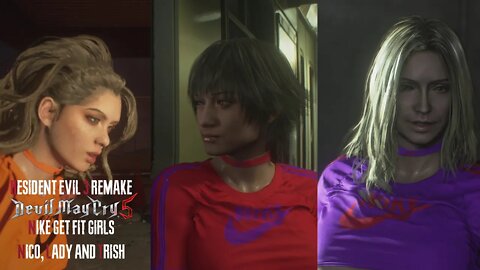 Jill as Nico, Lady and Trish from Devil May Cry 5 Nike Get fit mod