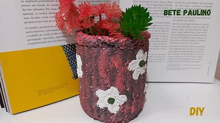 HOW TO MAKE plant pots from recycled materials/CACHEPÔ COM MASSA CORRIDA E TAPETE EMBORRACHADO