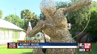 University of Tampa art professor creates bamboo sculptures in Tampa front yard