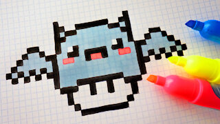 how to Draw Kawaii Bat mushroom - Hello Pixel Art by Garbi KW