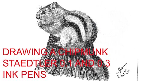 Drawing a Chipmunk with Staedtler Ink Fine liner Pens on Watercolor Paper