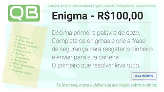 Enigma para membros - 11 de 12 - 0.0595 BNB