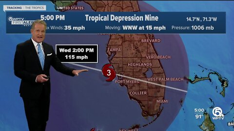 Tropical Depression 9, 5 p.m. advisory for Sept. 23, 2022