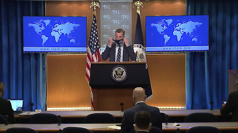 Ned Price leads the Department Press Briefing, at the Department of State